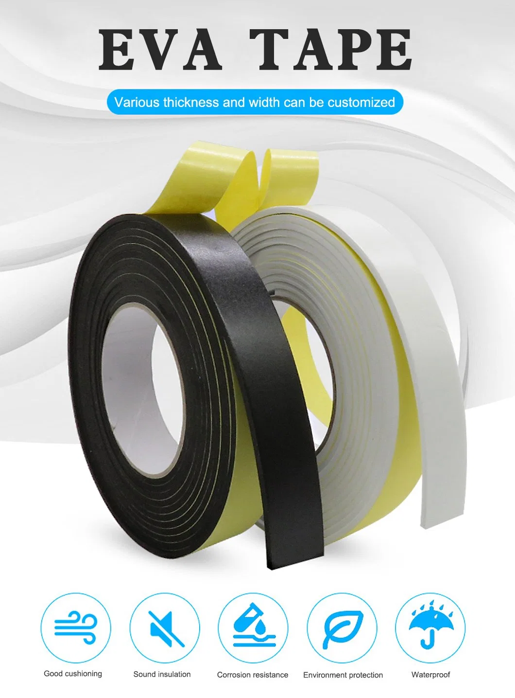 Sponge Rubber Polyurethane Foam Sealing Strip Save Energy EVA Sealing Foam Tape