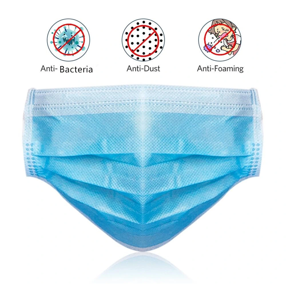 Custom 3 Ply Non-Woven Fabric Breathing Disposable Face Mask