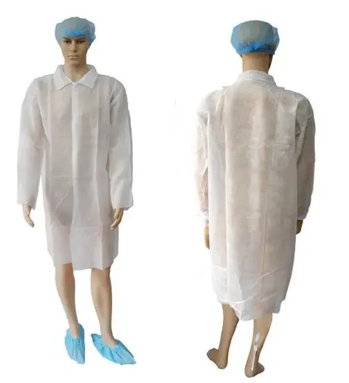 Mass Production Cheap Price PP or SMS Nonwoven Fabric with Zipper Disposable Blue Lab Coat