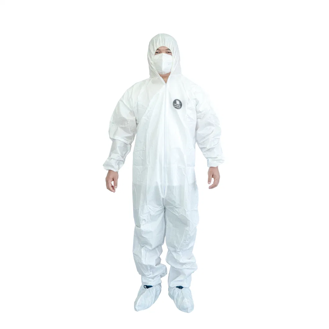 Disposable Protective Non-Woven Fabric Lab Coat with Velcro for Working Clothes