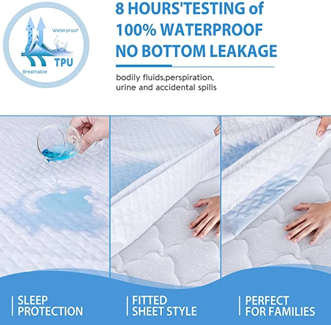 Customized Non-Slip Cotton Terry Cloth Waterproof Mattress Protector Plain Quilted Bedspread