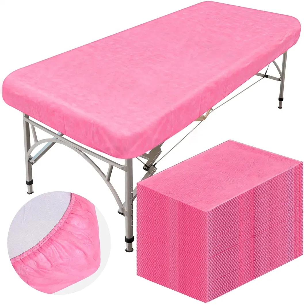 SJ Disposable Massage Table Sheets Non Woven Fabric Pink SPA Premium Breathable Bed Covers