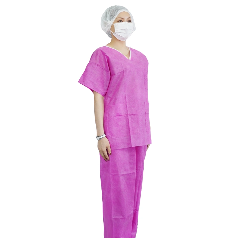 China Disposable Non Woven SMS Hospital Surgical Nurse Uniforms Scrub Suits with Shirts and Pants