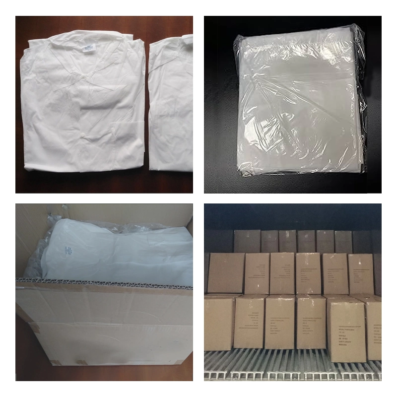 35GSM Disposable PP Non Woven Fabric Lab Coat with T-Shirt Collar