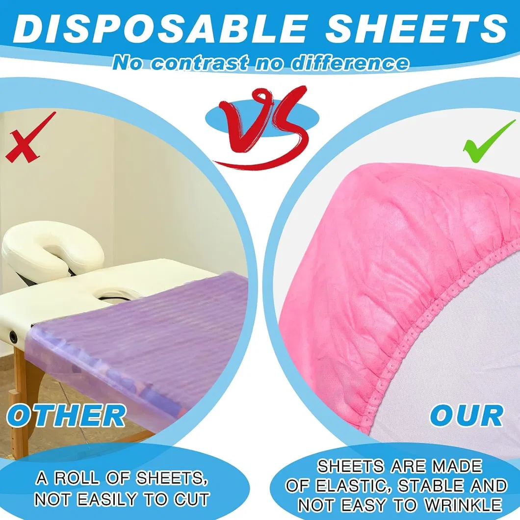 SJ Disposable Massage Table Sheets Non Woven Fabric Pink SPA Premium Breathable Bed Covers