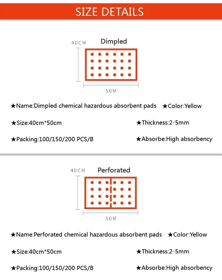 High Absorbing Non Woven Fabric Hazardous Sorbent Sheet for Workshop Spill