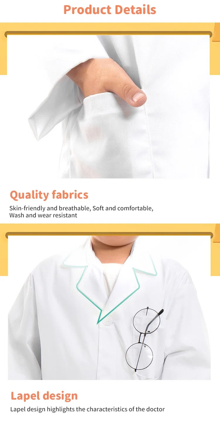 Kids Scientist Lab Coat Costume Dress up Unisex Child Boys Girls Cosplay