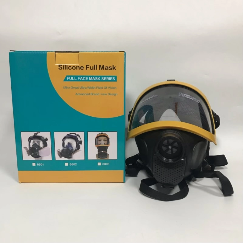 Yellow Color Scratch Resistant Anti Fog Full Face Silicone Gas Mask