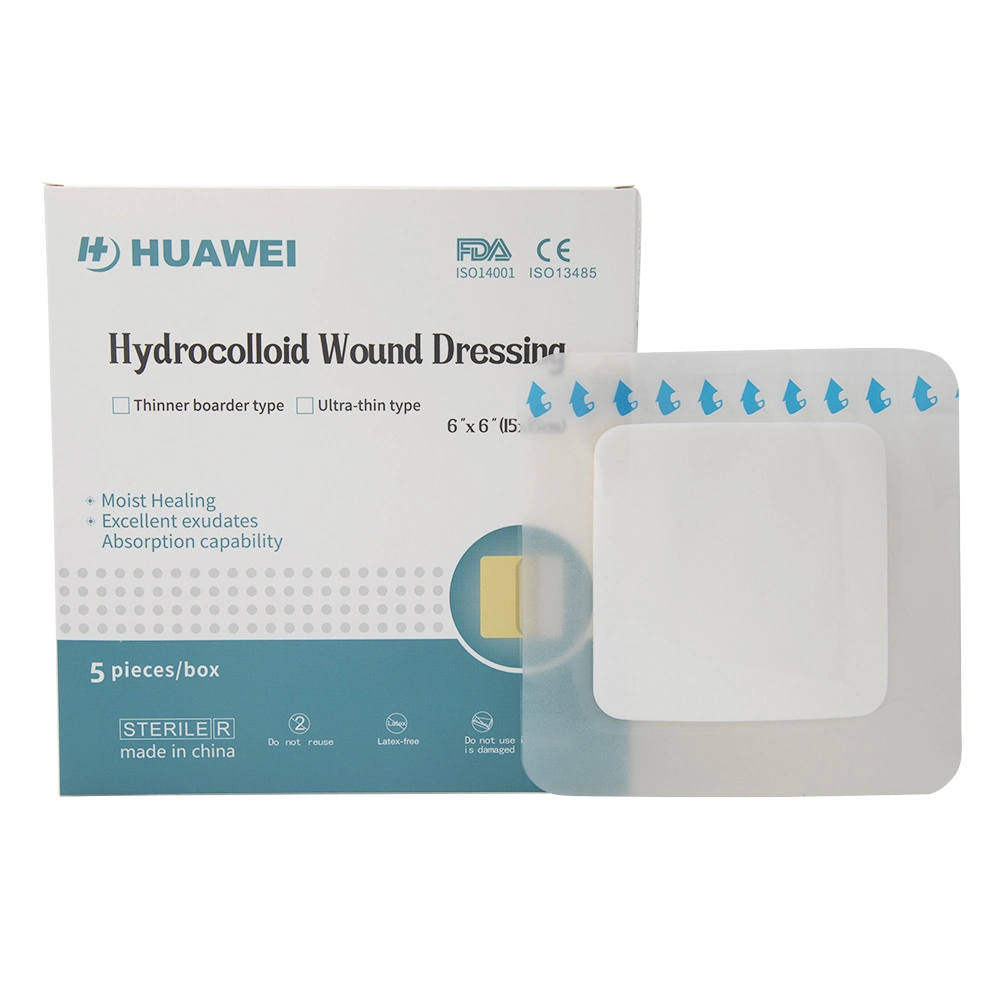 Hydrocolloid Foam Dressing 6X6 in, Ultra-Thin Border Adhesive Dressing Used for Medium to Heavy Exuding Wounds