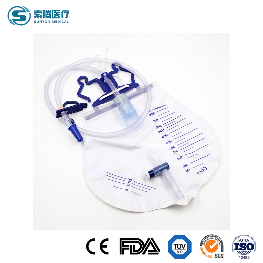 Sunton Drainage Bag Price Women Urine Bag China Drainage Bags Manufacturer Disposable 2000ml Urinary Bag Custom Precision Urine Drainage Bag with T-Valve Luxury