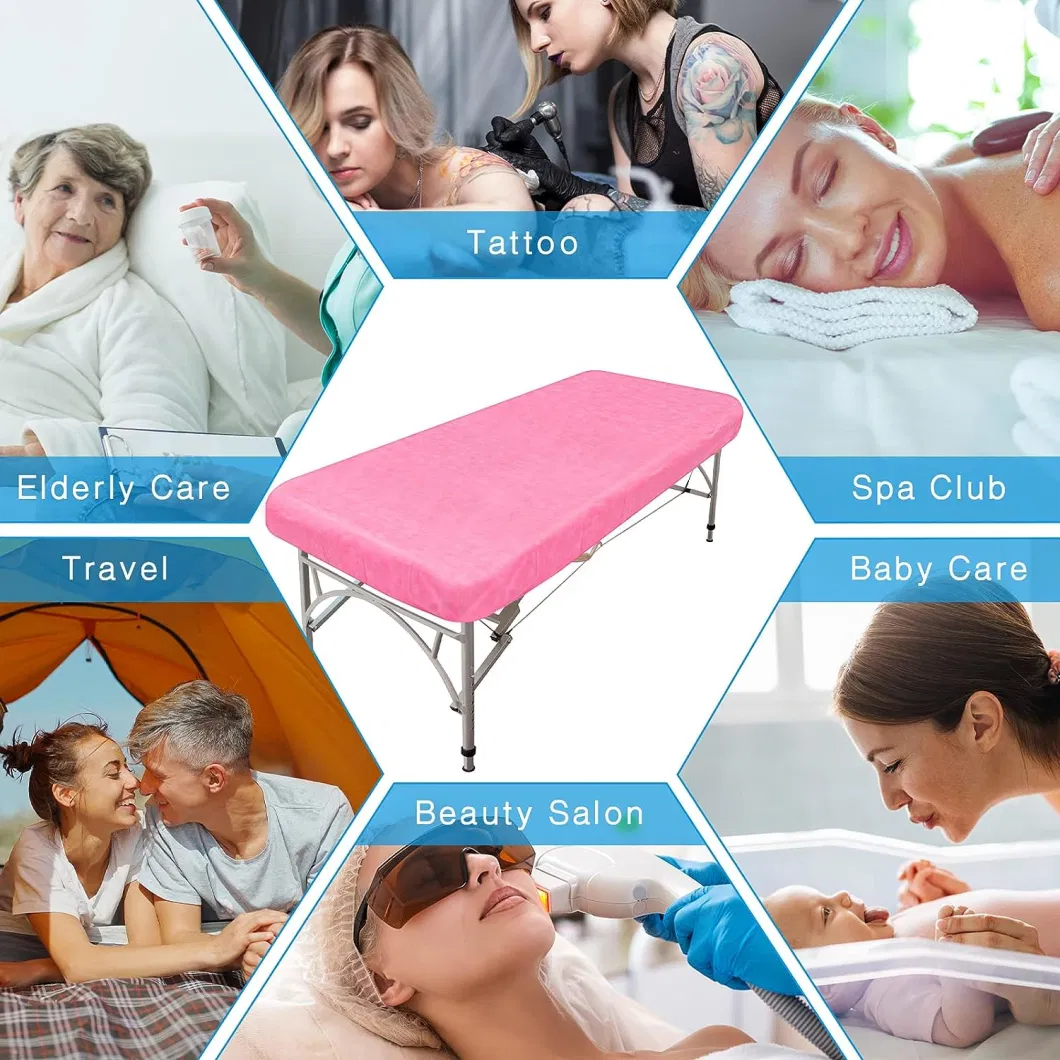 SJ Disposable Massage Table Sheets Non Woven Fabric Pink SPA Premium Breathable Bed Covers