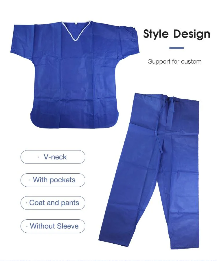 Disposable Nonwoven Surgical Gown SMS PP Uniform Scrub Suit for Nurse or Doctor Hospital Using Gowns