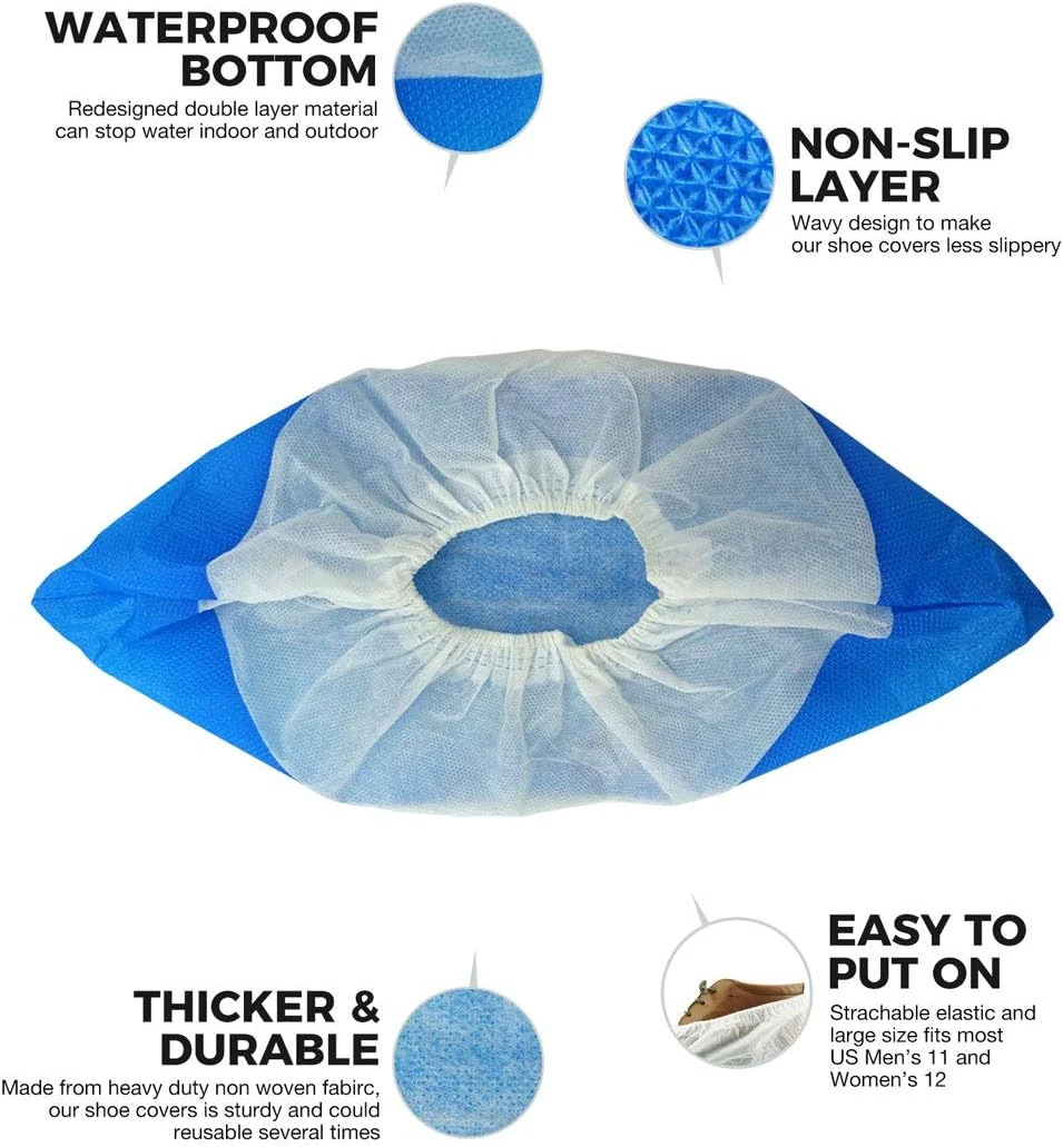 Disposable Non Woven PP+CPE Coated Anti-Slip Waterproof Industry Shoe Cover