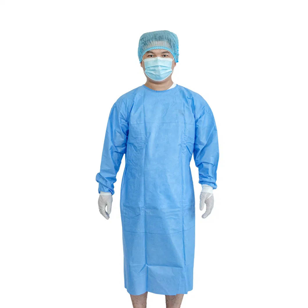 Disposable Protective Non-Woven Fabric Lab Coat with Velcro for Working Clothes