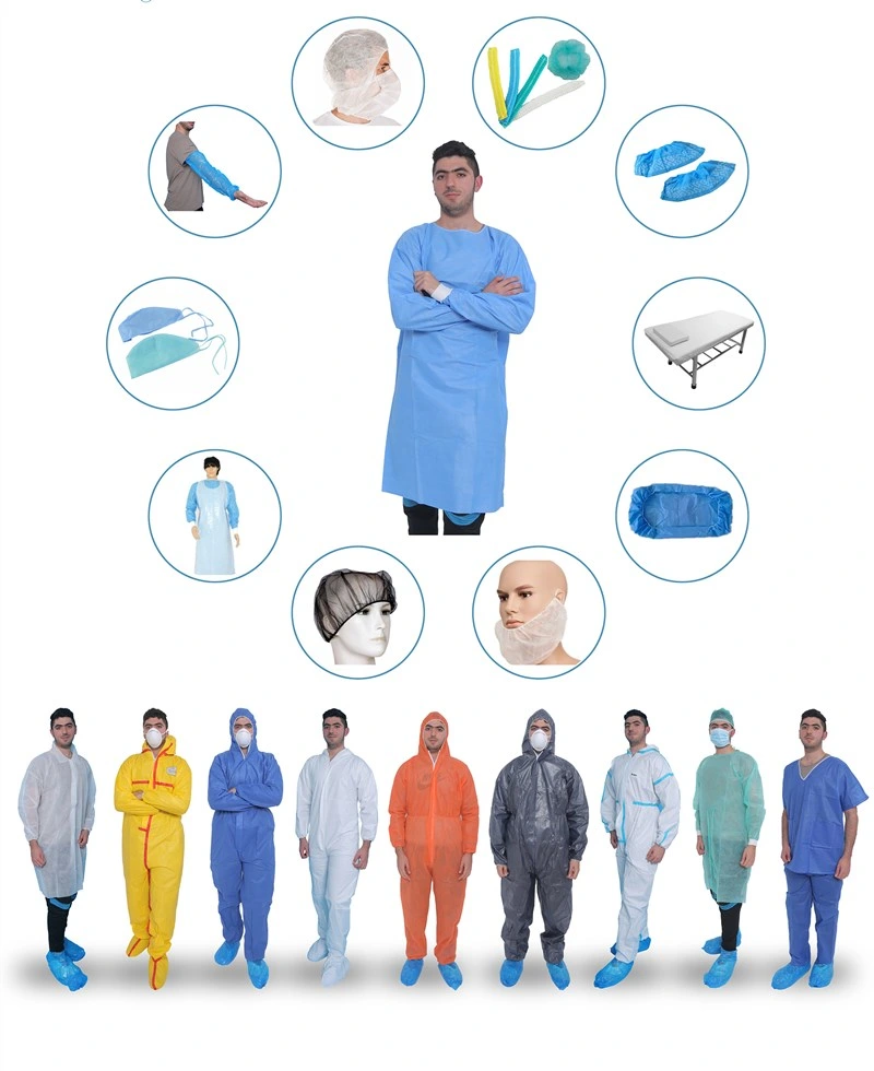 Disposable Protective Anti-Static Non-Woven Fabric Lab Coat with Velcro for Working Clothes