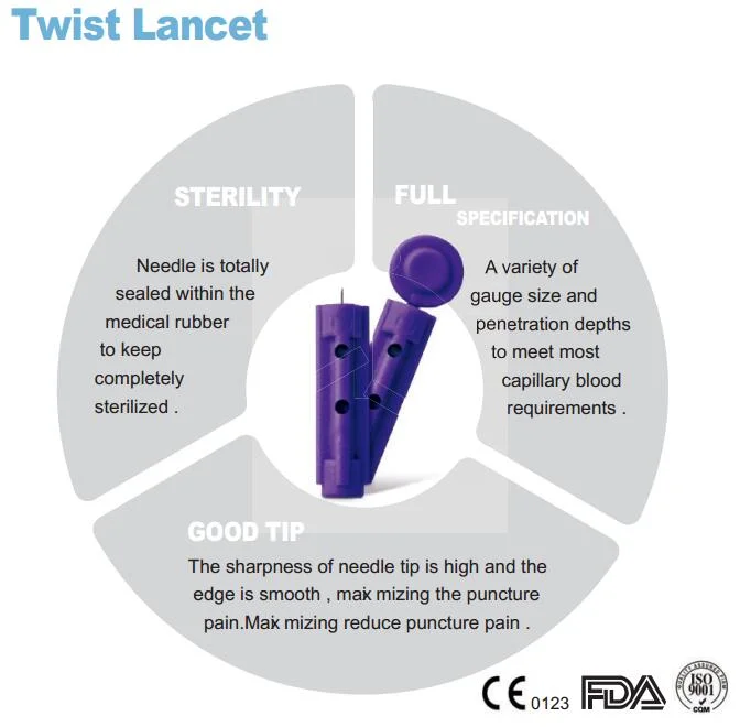 Home Use Disposable Medical Products Plastic Twist Type Blood Lancet