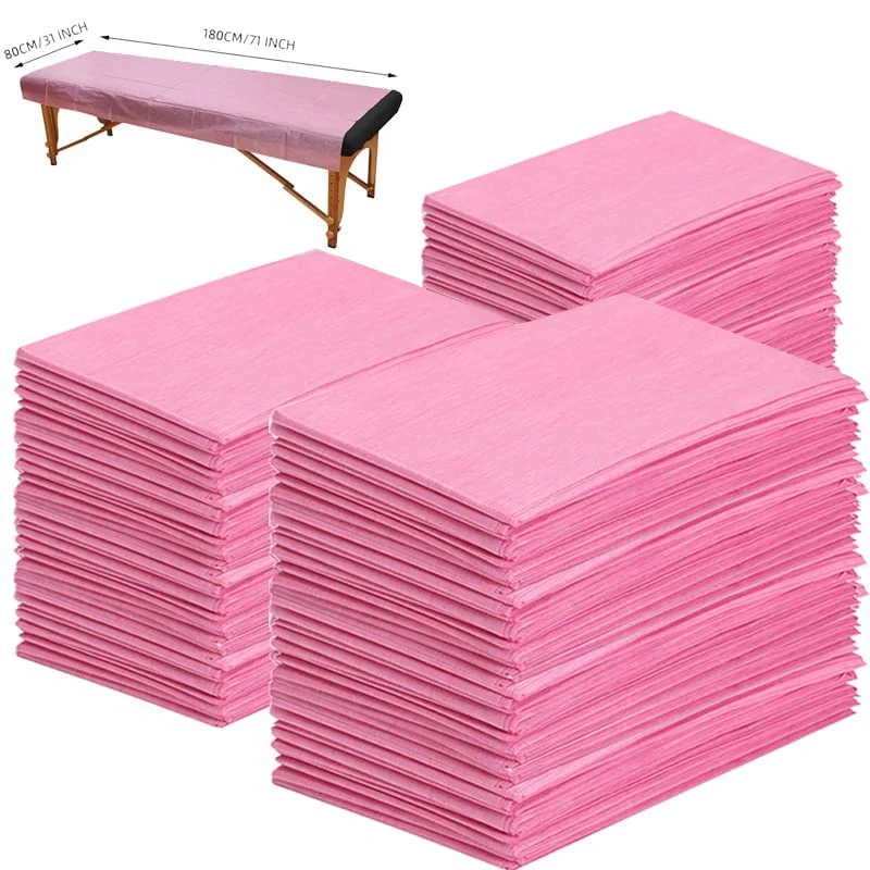 Disposable Massage Table Sheets 100PCS, 71&quot; X 31&quot; White SPA Bed Covers, Breathable Non-Woven Fabric Sheets for Lash, Wax, Tattoo