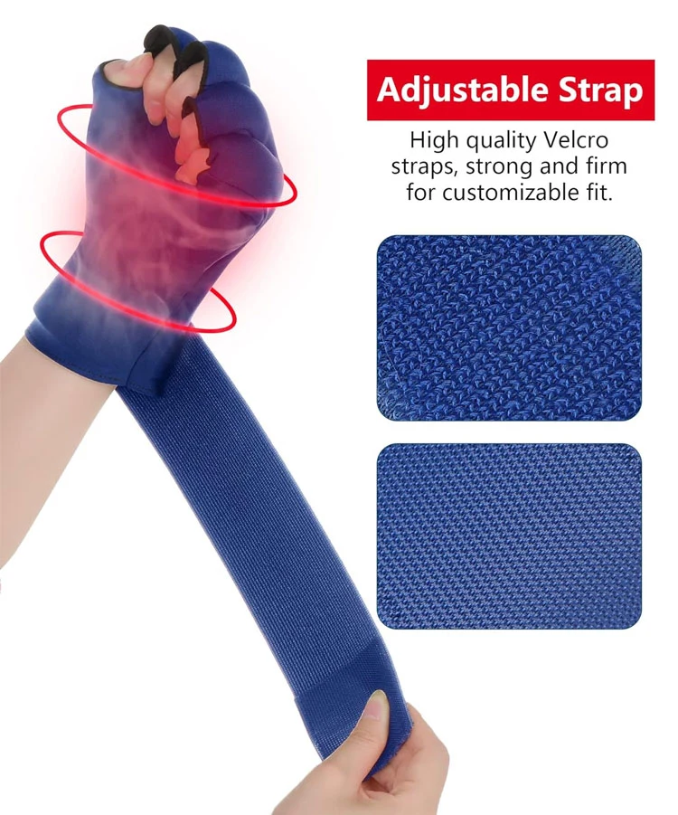Custom Adjustable Wrist Strap Compression Arthritis Relief Pain Hands Gel Ice Pack Wrap Cold Therapy Gloves