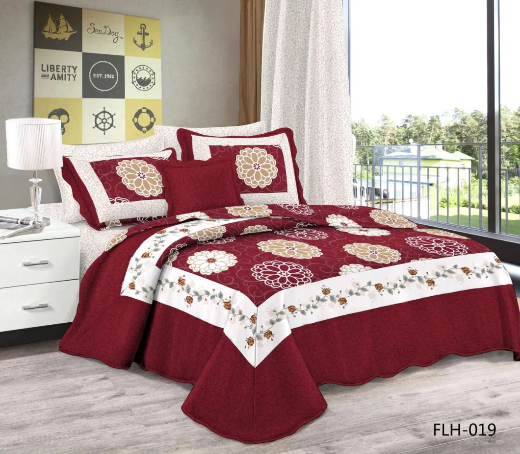 Reversible 3-Pieces Quilt Set with Shams Country Style Floral Bedspread Coverlet Set