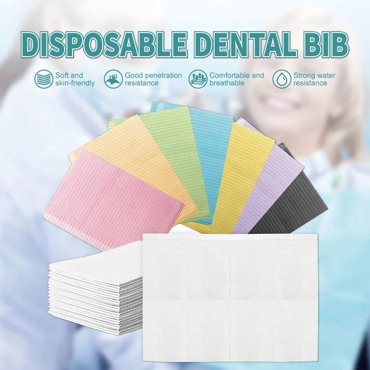 High Quality Sucshk Waterproof Disposable Bib 3 Ply Dental Bibs for Patients