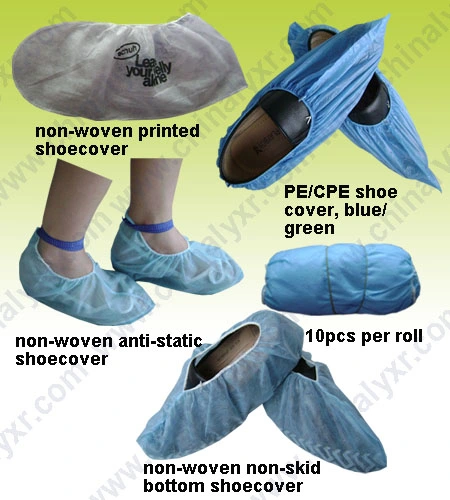 CPE Shoecover Dispenser Disposable PE Plastic Waterproof Shoe Cover with Green Golor