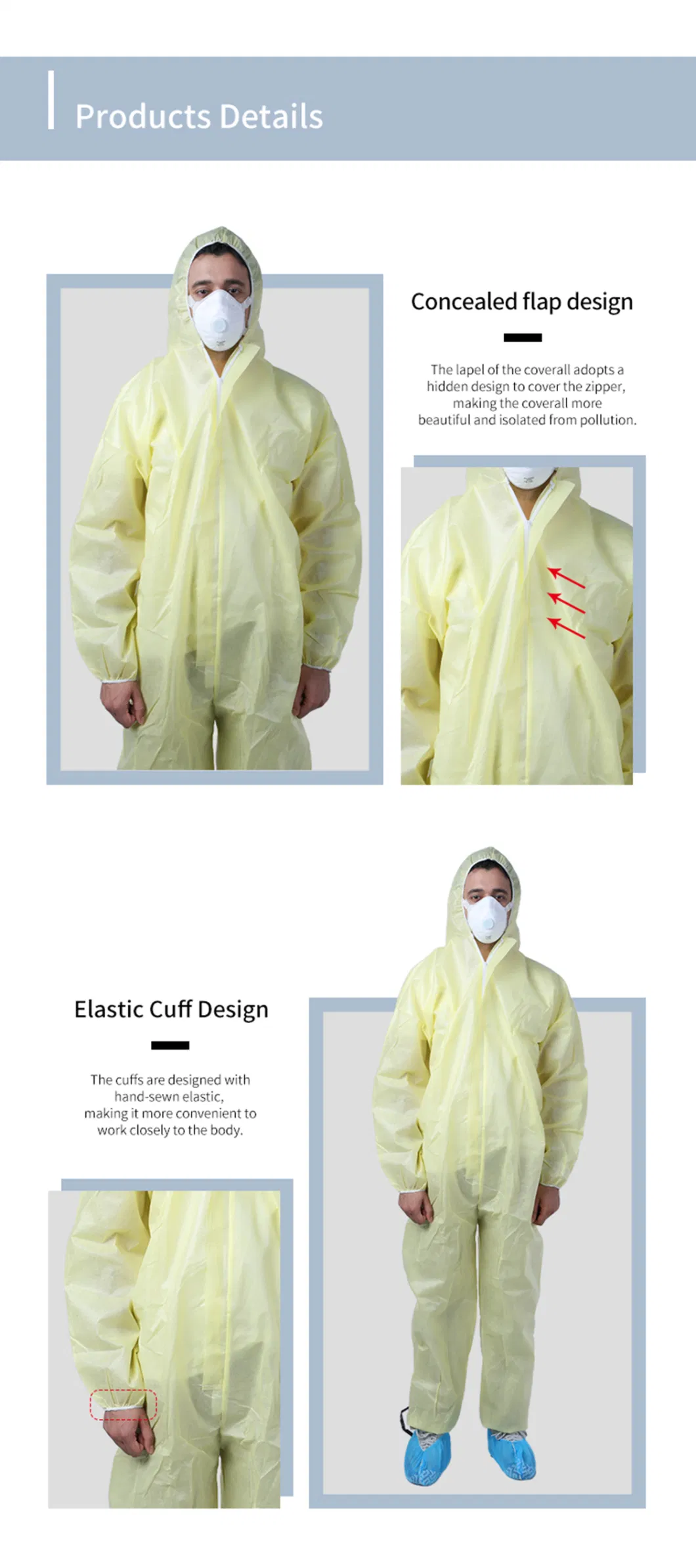 Disposable Safety Protective Clothing Non Woven Coverall Suit