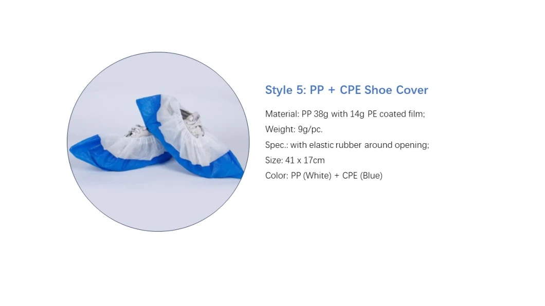 Disposable Non Woven PP+CPE Coated Anti-Slip Waterproof Industry Shoe Cover