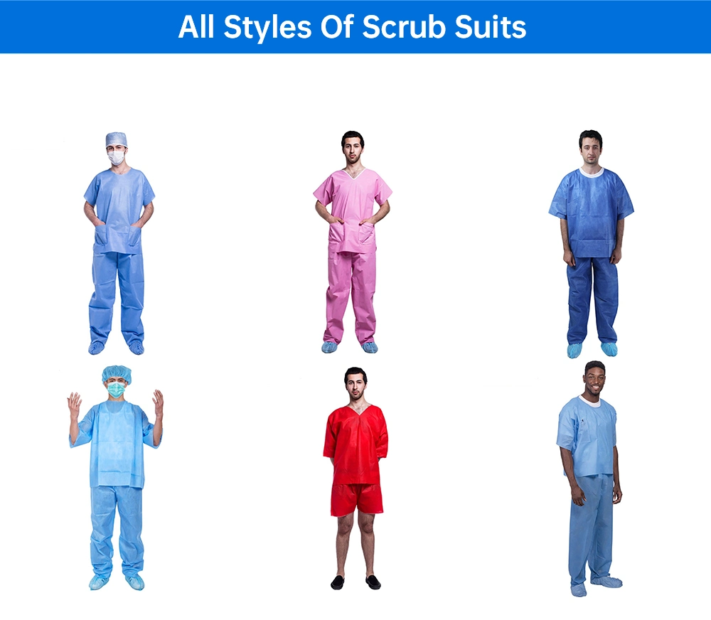 Wholesale Unisex Disposable Non-Woven Nurse Medical Scrubs Uniform Suit Type for Hospital Use for Men and Women