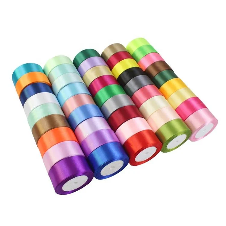 100 Yards Manufacturer Wholesale Wrapping Gift Printed Silky Single Faced Grosgrain Silk Satin Ribbon Roll with Logo