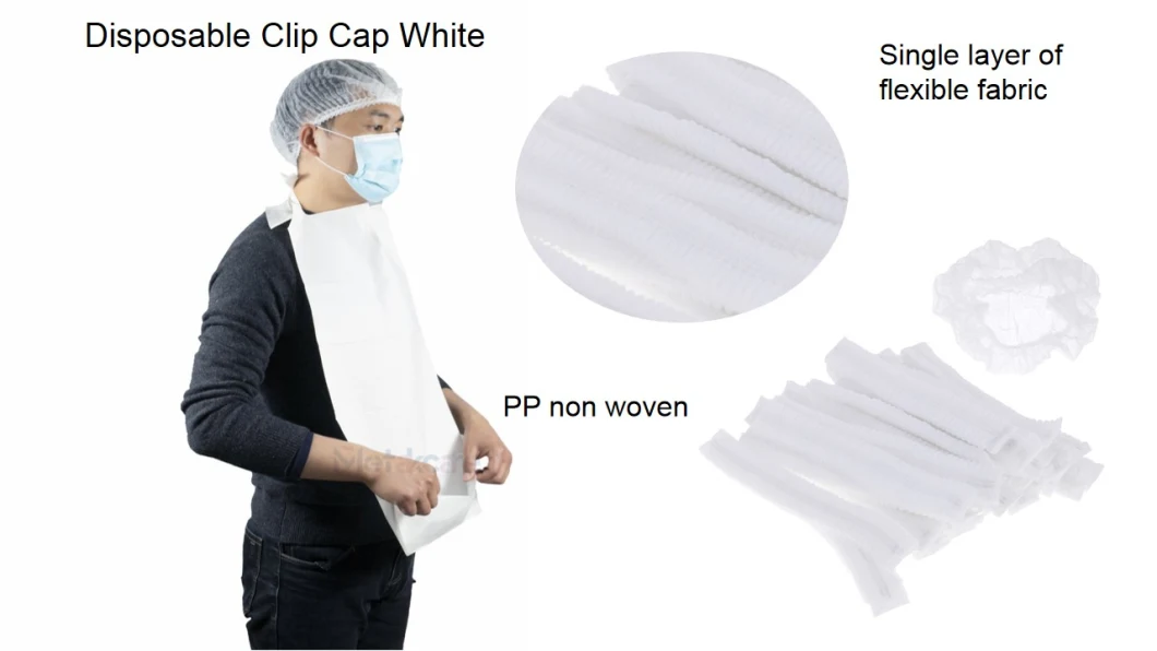 Disposable Non-Woven PP Bouffant Nurse Clip Surgical Mob Cap CPE Shoe Cover