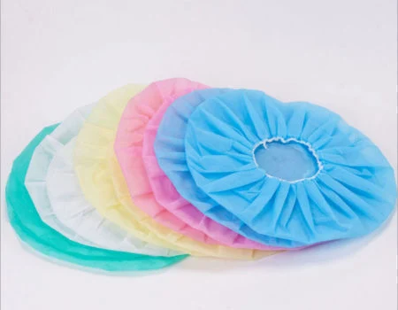 Non Woven Fabric Disposable Round Blue Single Elastic Strip Bouffant Clip Cap