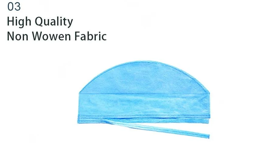 Non-Woven Surgical Doctor Cap with Ties on for Hospital Cover Head Cap