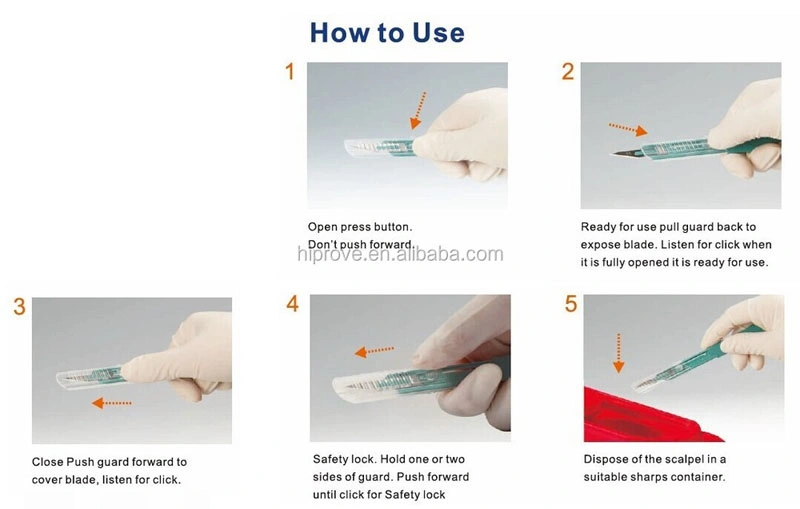Plastic Handle Carbon Blade or Stainless Steel Blade Disposable Safety Scalpel