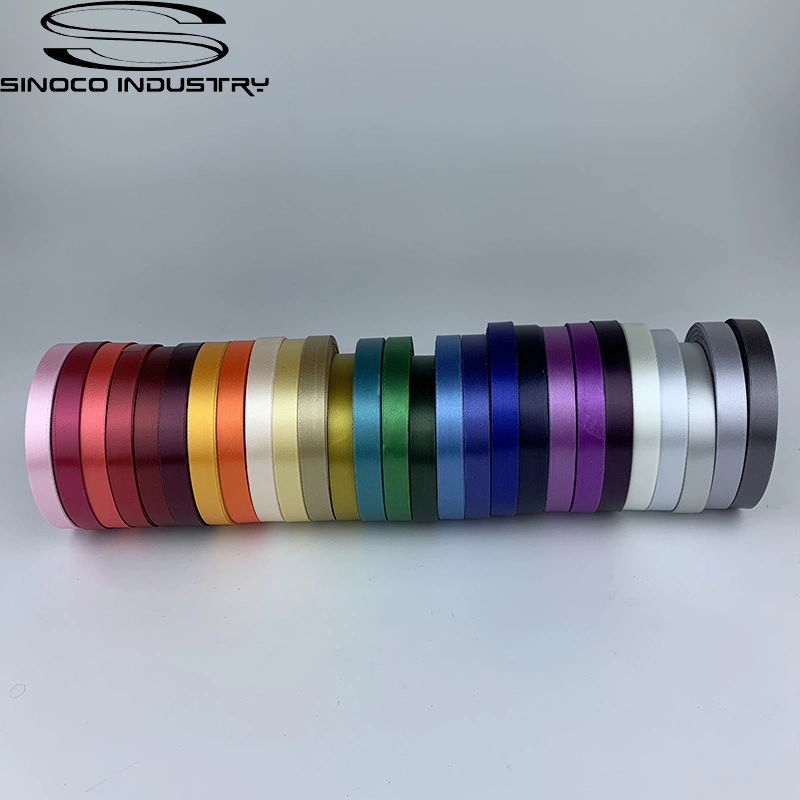 Silk Ribbon Customized Color Single Face Polyester Silver Satin Ribbon