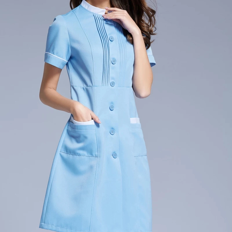 Custom Cotton Long Sleeve Nurse Uniform Dress