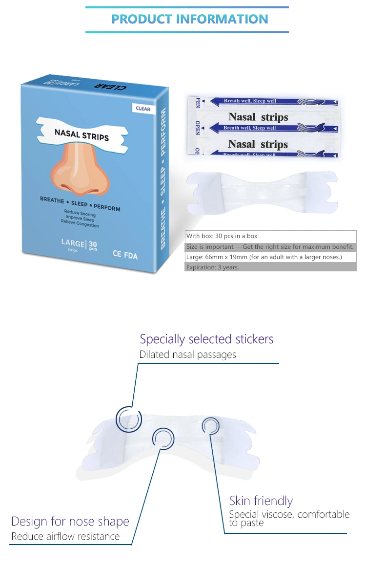 Customized Bulk Clear Nose Plaster Breathes Right Anti Snoring