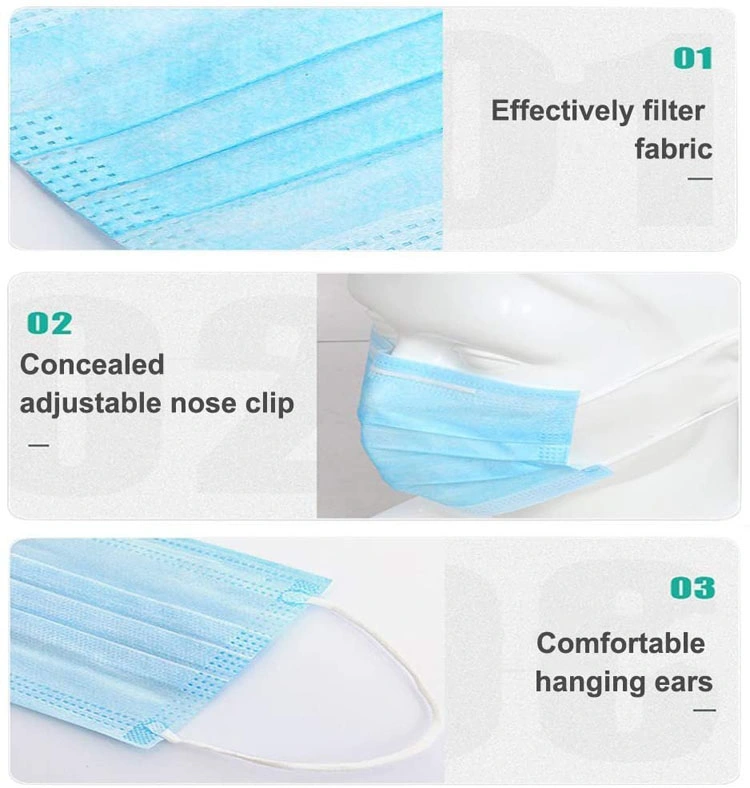 Single Use Medical Face Mask with Earloop 3-Ply Design Made by Soft Now-Woven for Hospital with High Level