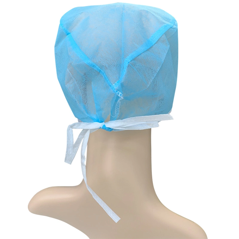 Medical Non-Woven Surgical Doctor Cap with Tie up Cap Hospital Doctor Disposable PP Full Cover Head Custom Surgical Cap