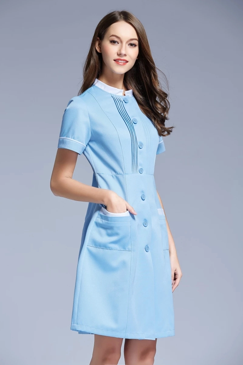 Custom Cotton Long Sleeve Nurse Uniform Dress