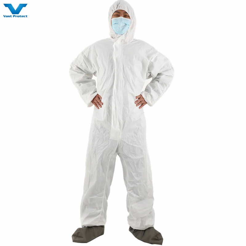 Factory CE Cat 3 III Type 4/5/6 Safety PPE Protective Nonwoven SMS Microporous Disposable Coverall