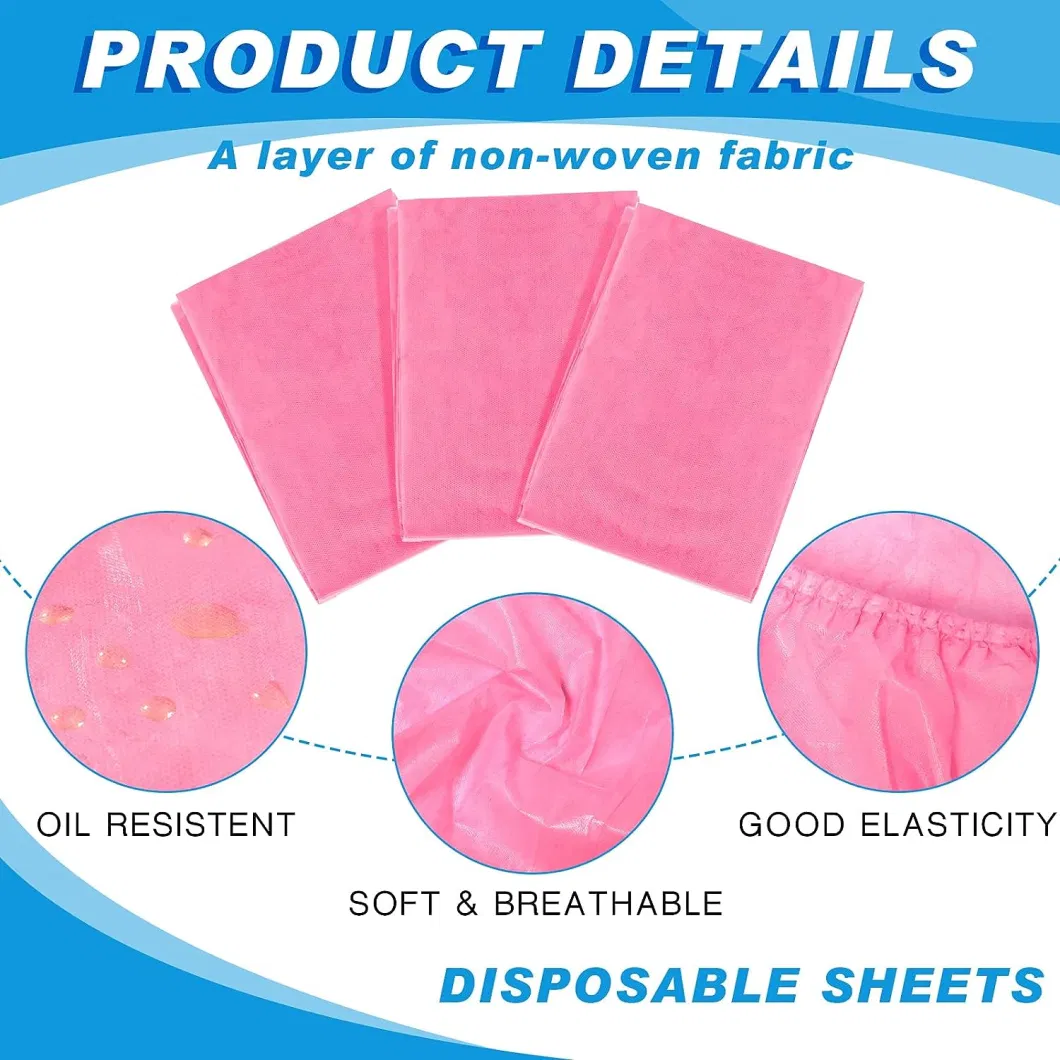 SJ Disposable Massage Table Sheets Non Woven Fabric Pink SPA Premium Breathable Bed Covers