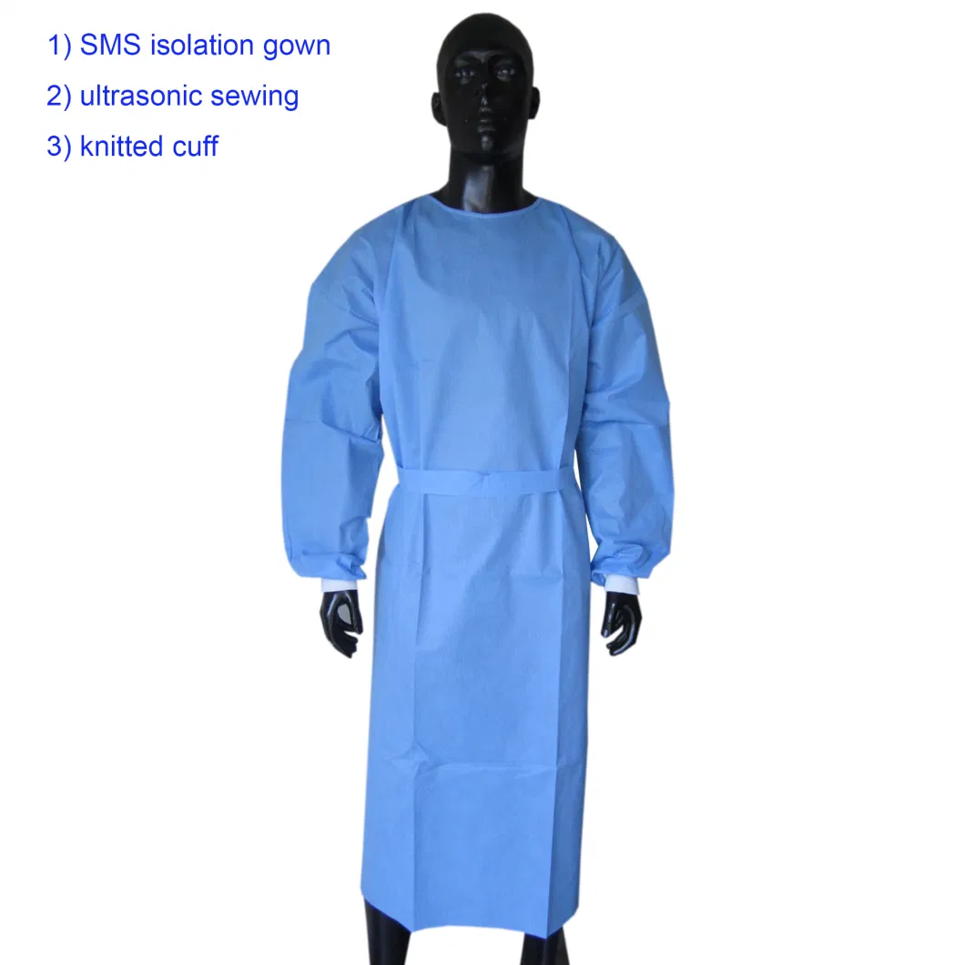 Disposable PP Non-Woven Surgical Gown, SMS Isolation Gown for Visitors