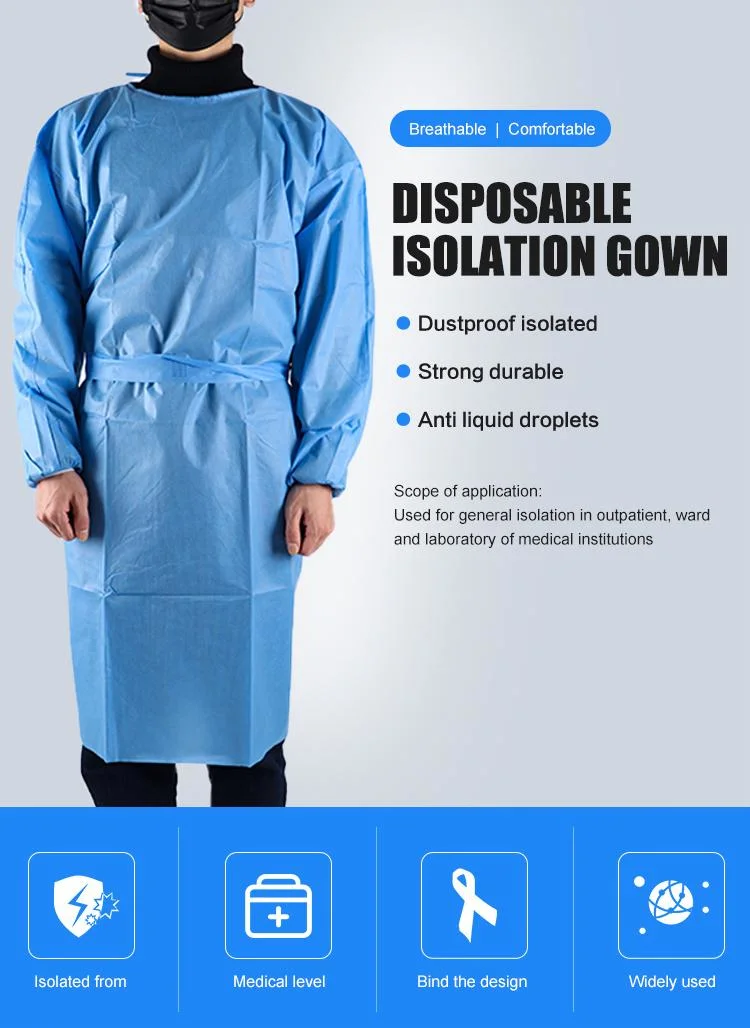 China Disposable Lightweight Insulating Clothing Dust and Splash Proof SMS Isolation Gown