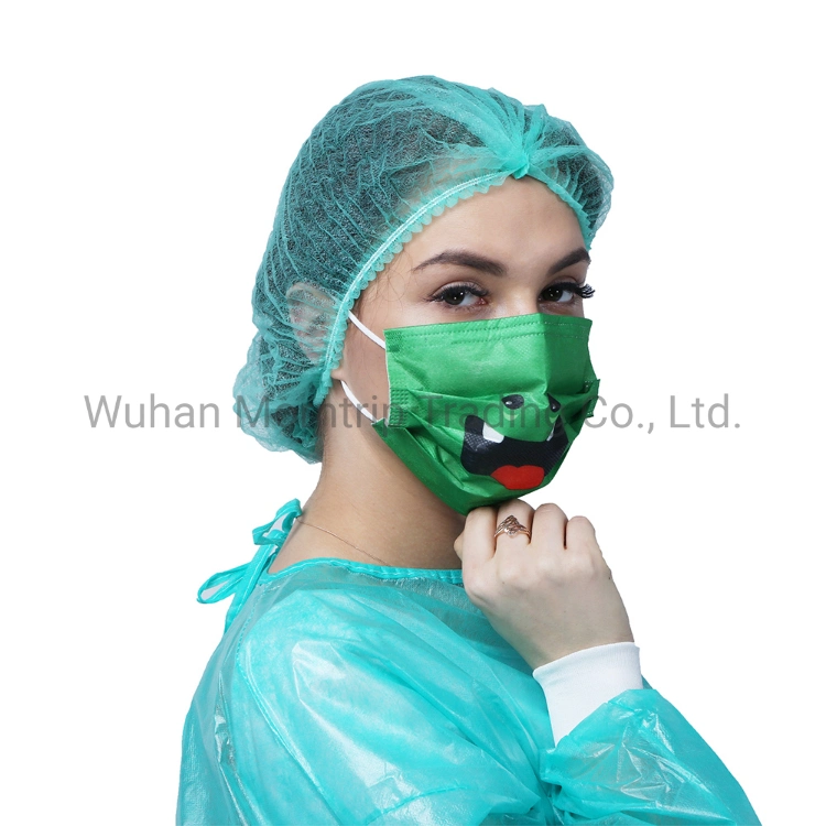 CE ISO Green Medical Disposable Non Woven Strip Clip Cap Bouffant Head Cover Hair Net Cap