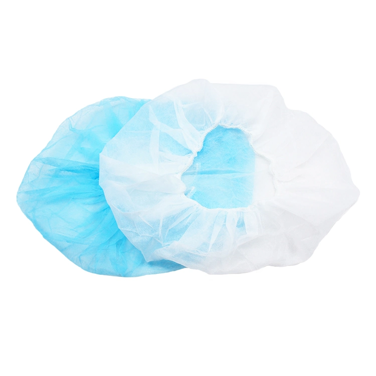 Disposable Round Cap Blue White Non-Woven Fabric Hospital Medical Round Cap Single Elastic