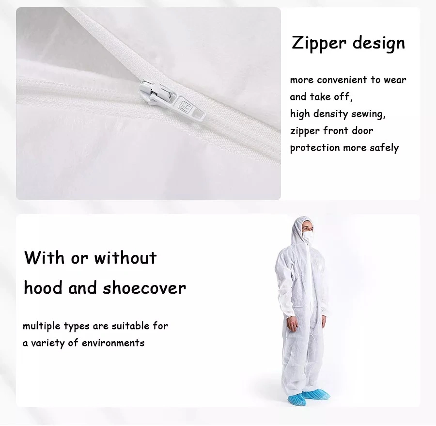 Disposable Non Woven PP PE SMS Microporous Coverall Industrial Supplies Suit Isolation Safety Work Protective Coverall