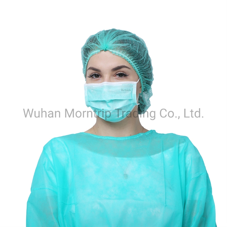 CE ISO Green Medical Disposable Non Woven Strip Clip Cap Bouffant Head Cover Hair Net Cap