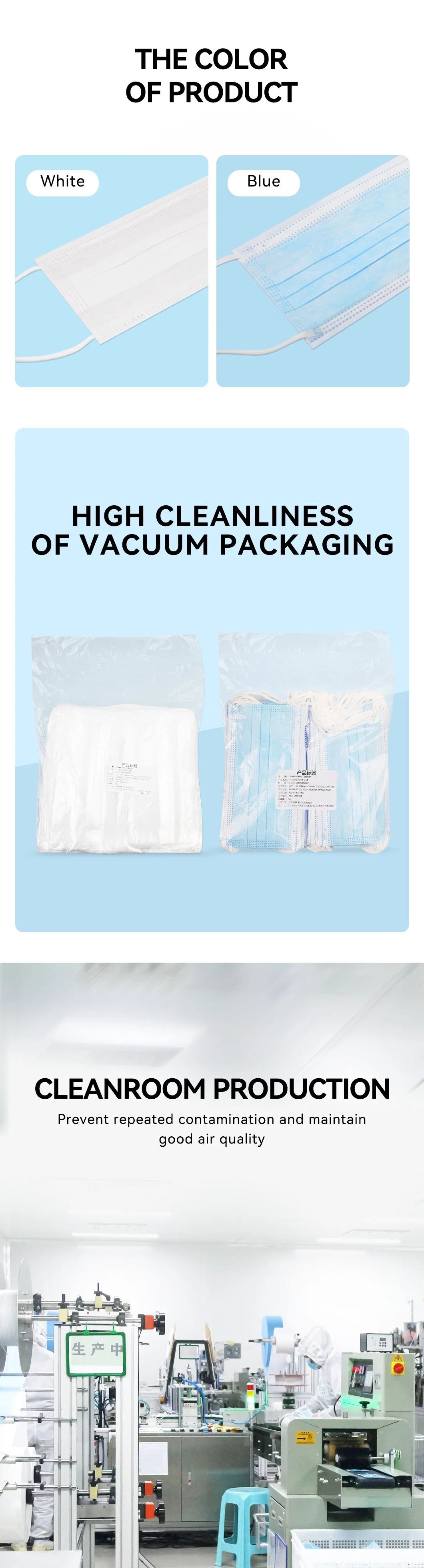 ISO 13485 High Quality Blue Disposable Face Mask Non-Woven Fabric