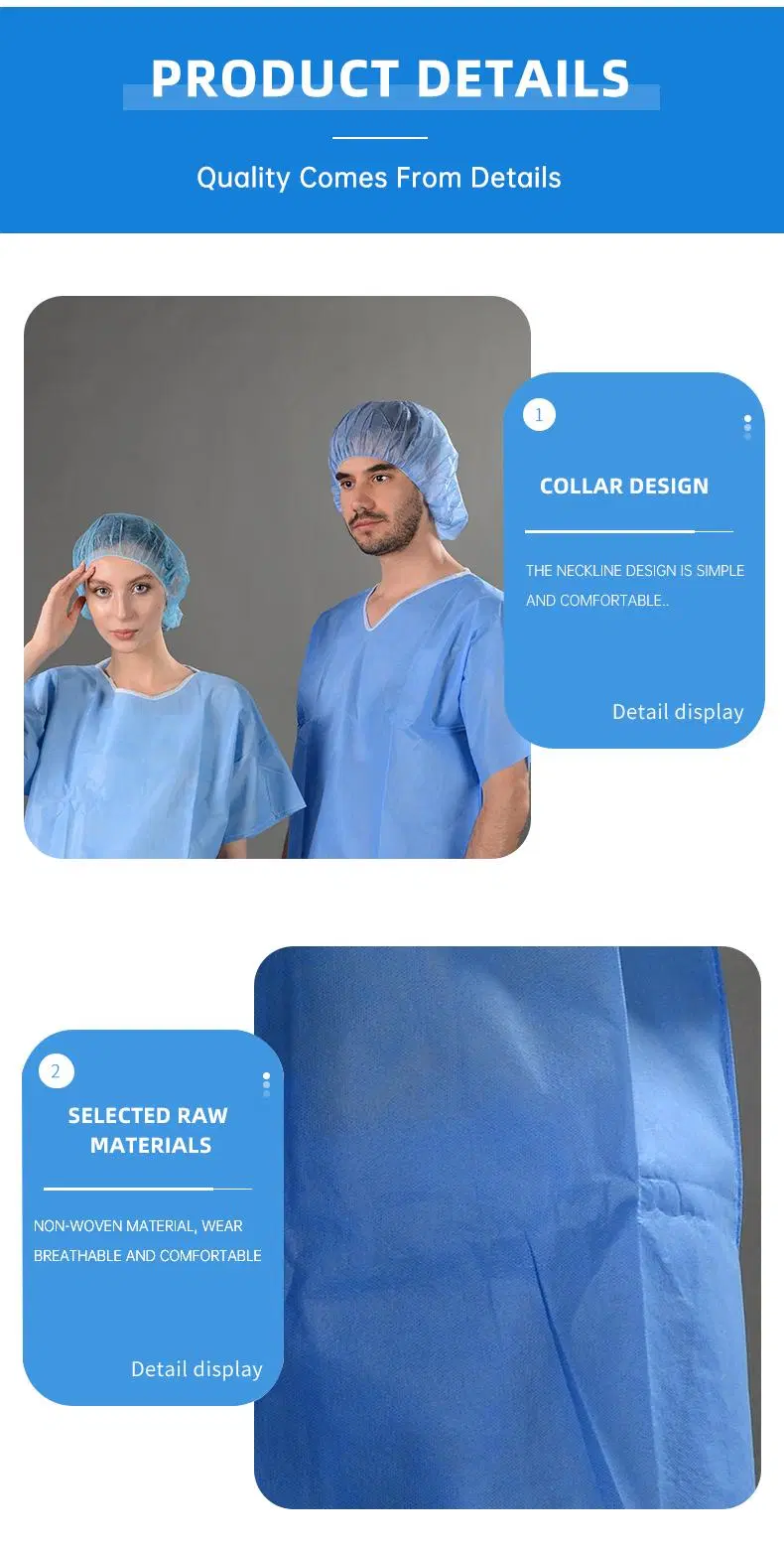 Disposable Nonwoven Surgical Gown SMS PP Uniform Scrub Suit for Nurse or Doctor Hospital Using Gowns