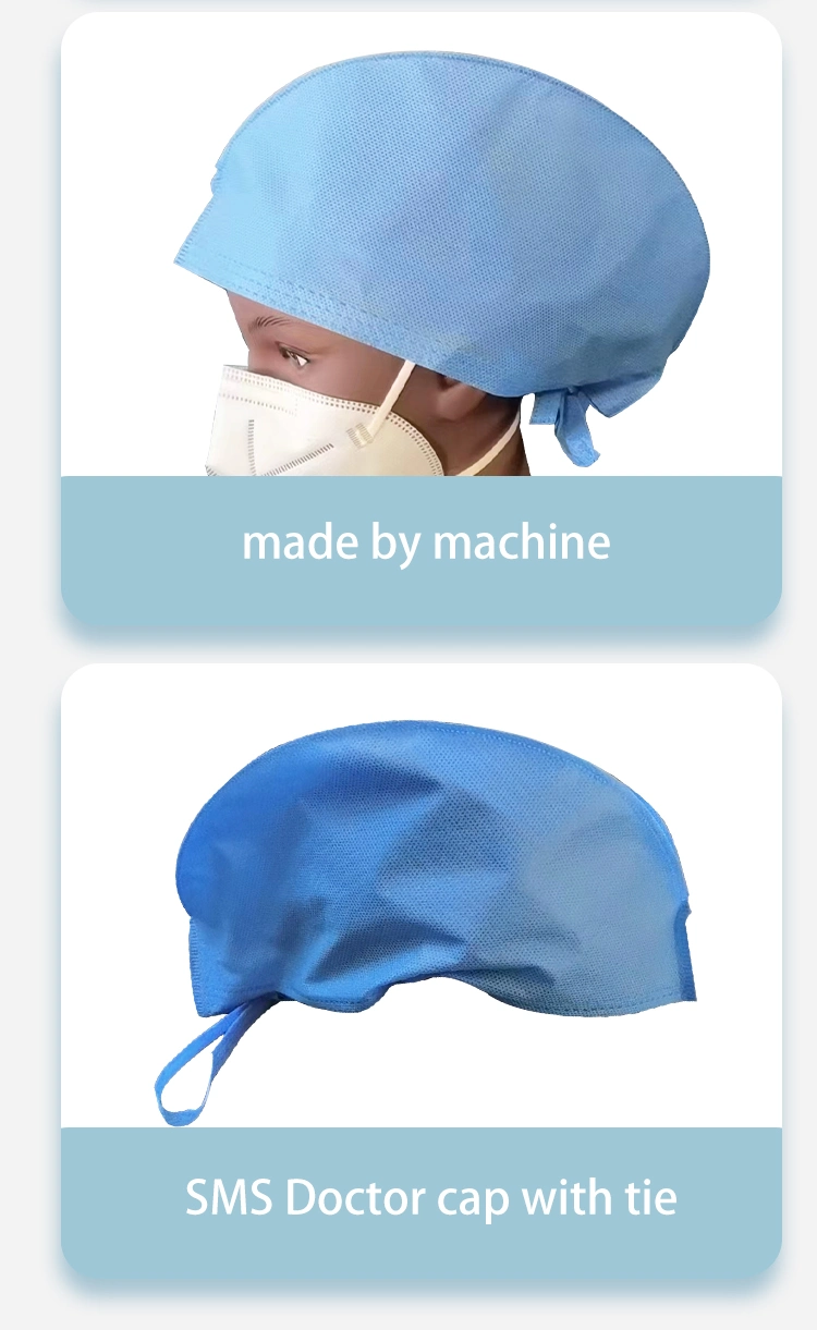 Cheap Machine Made Disposable Medical Supplies Doctor Cap Clean Room Surgical Cap with Tie on